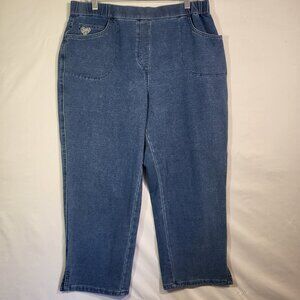 Dream Jeannes by Quacker Factory Woman's Pull On Capris Size Large Light Blue